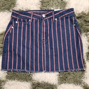 Nwt American Eagle Hi-rise Denim Striped Mini Skirt